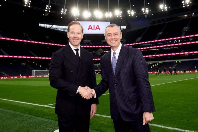 Ryan Norys, Chief Revenue Officer, Tottenham Hotspur, and Stuart A. Spencer, AIA Group Chief Marketing Officer, marking a new chapter in the partnership