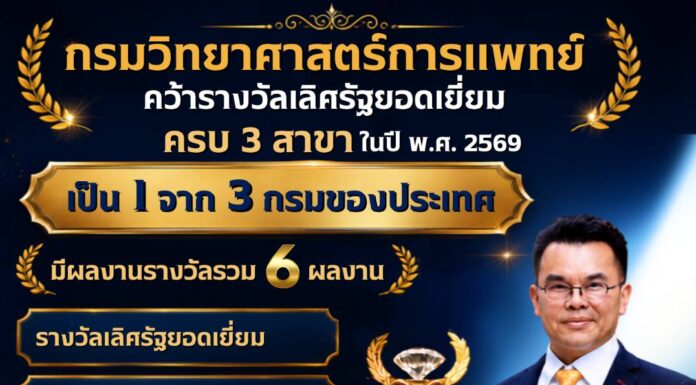 กรมวิทย์ฯ คว้ารางวัลเลิศรัฐยอดเยี่ยม ครบ 3 สาขา ปี 2569 ผลงานรวม 6 รางวัลตอกย้ำองค์กรภาครัฐมุ่งสู่ความเป็นเลิศ